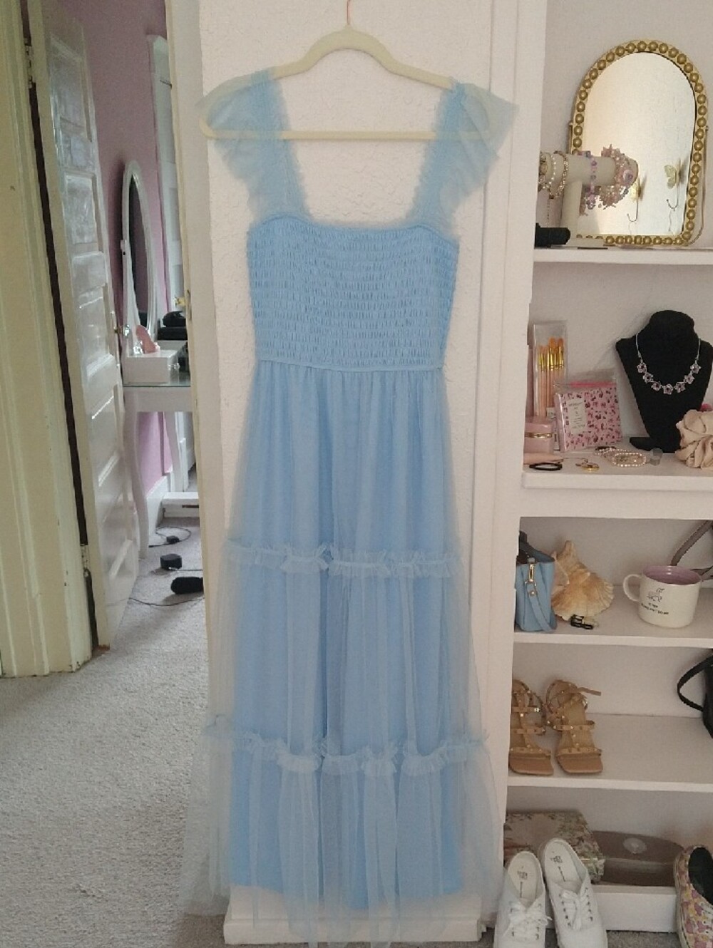 Light Blue Ruffle Strap Maxi Dress - Picture 4 of 5